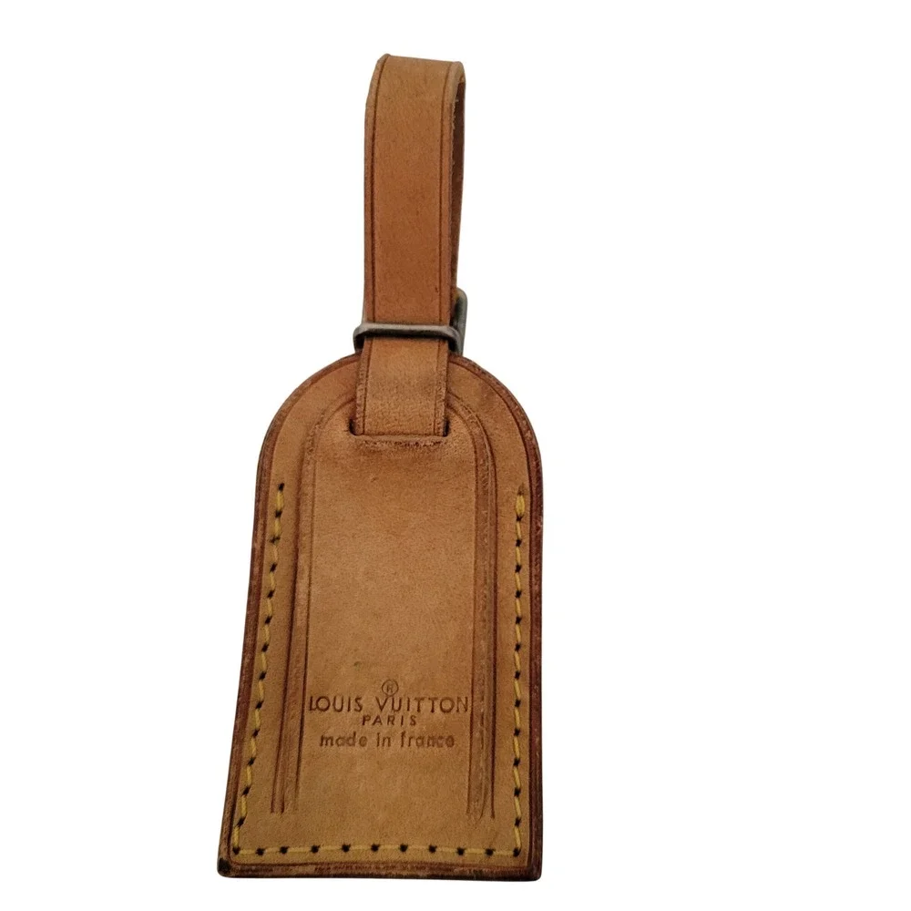 Louis Vuitton Vachetta Leather Luggage Tag Tan Made in France Authentic Travel